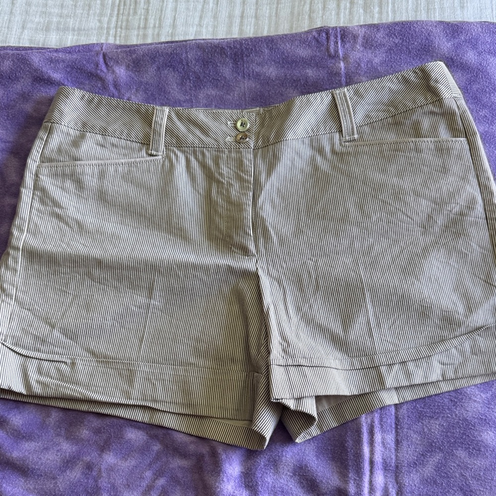 White House Black Market Beige Striped Women's Shorts